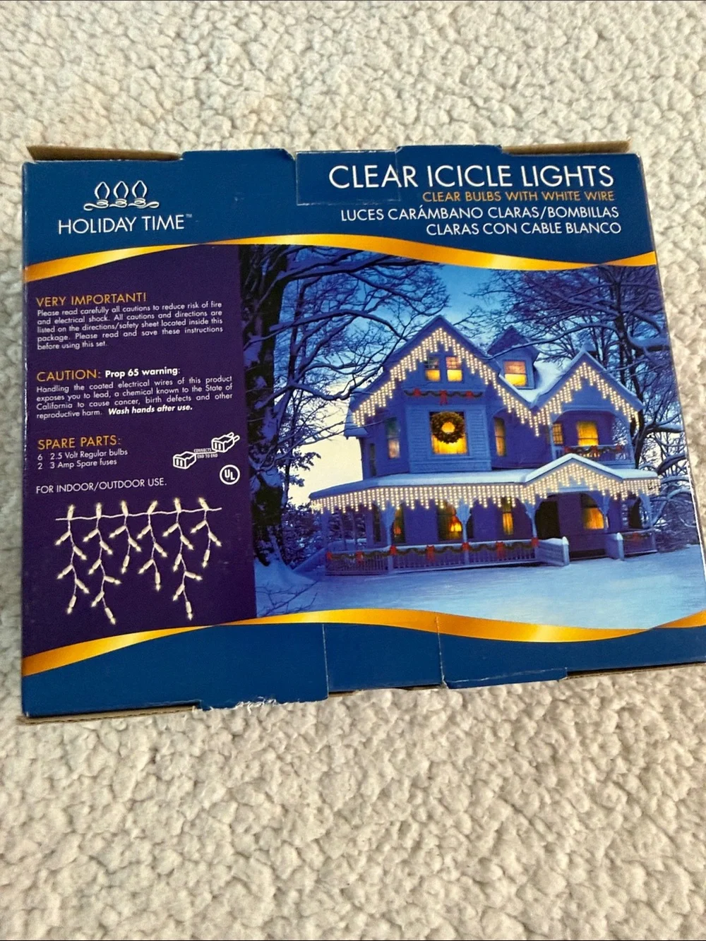 Holiday Time Clear Icicle Lights - White Bulbs